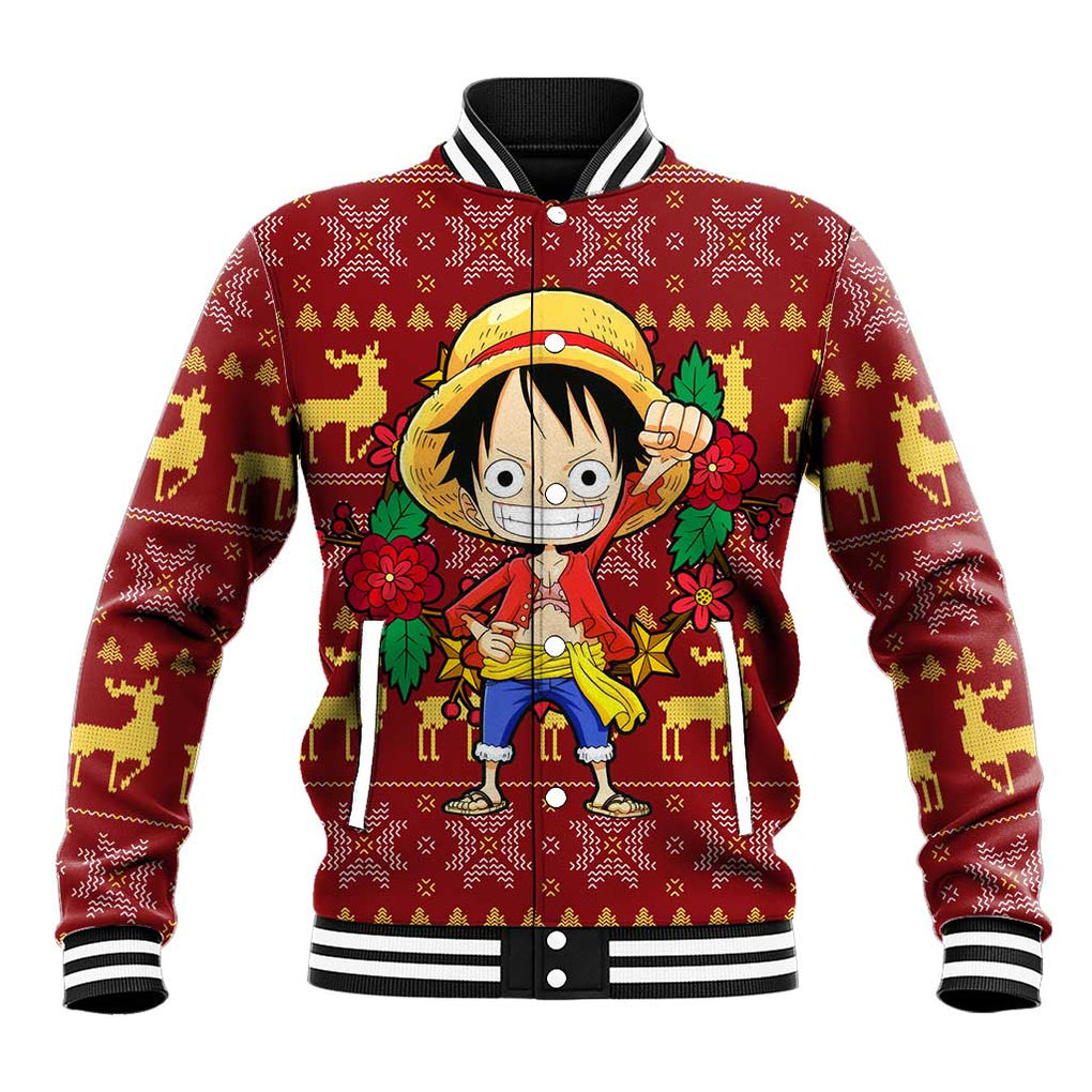 Luffy - One Piece Baseball Jacket Anime Mix Christmas Style