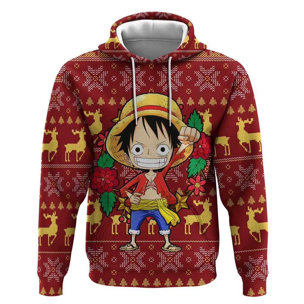 Luffy - One Piece Hoodie Anime Mix Christmas Style