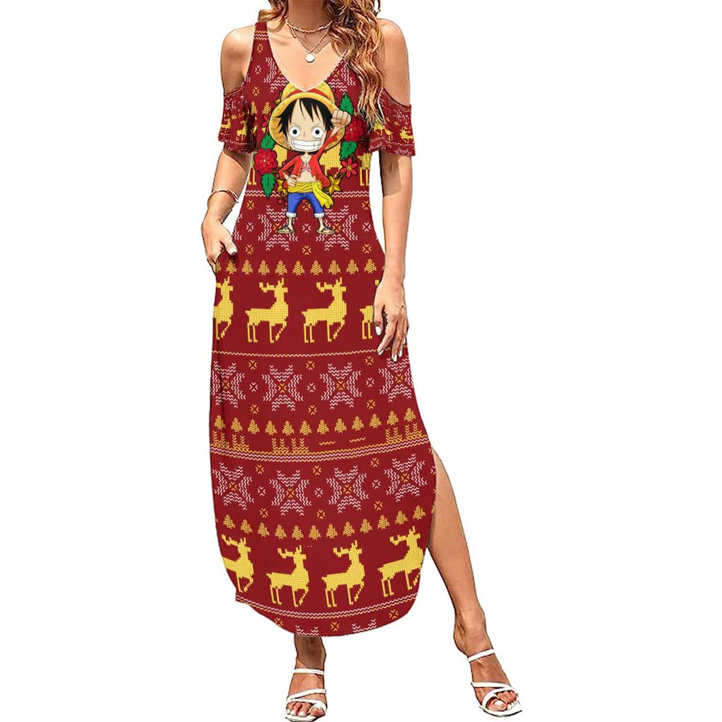 Luffy - One Piece Summer Maxi Dress Anime Mix Christmas Style