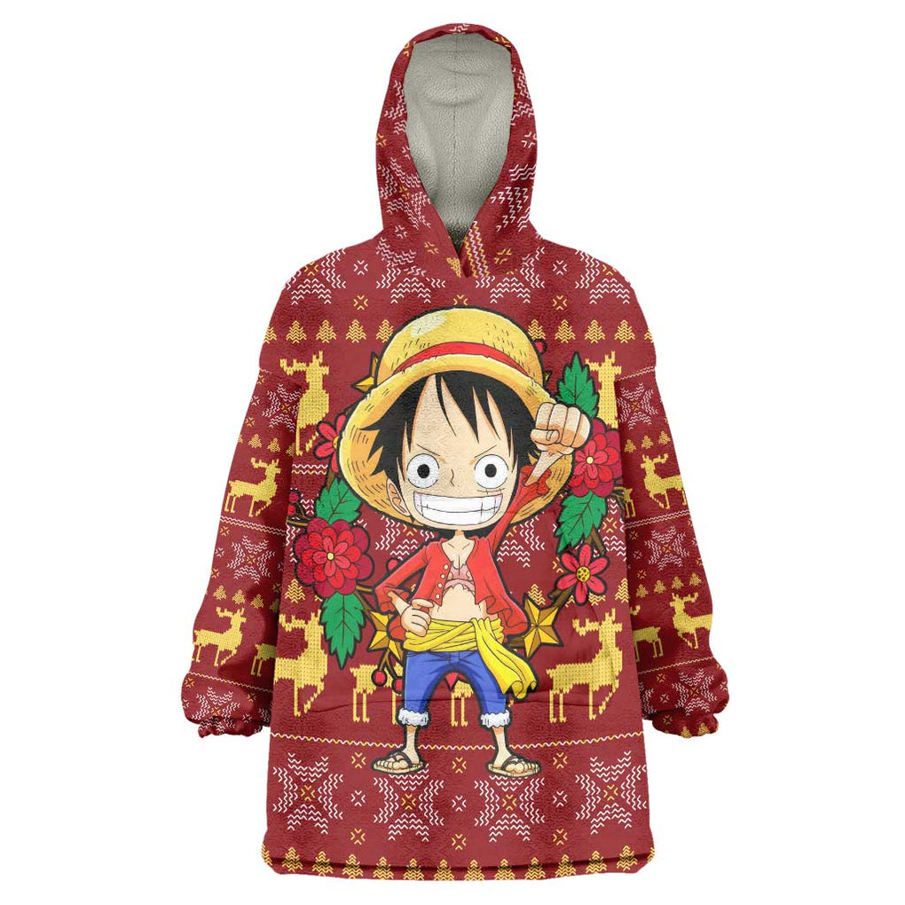 Luffy - One Piece Wearable Blanket Hoodie Anime Mix Christmas Style