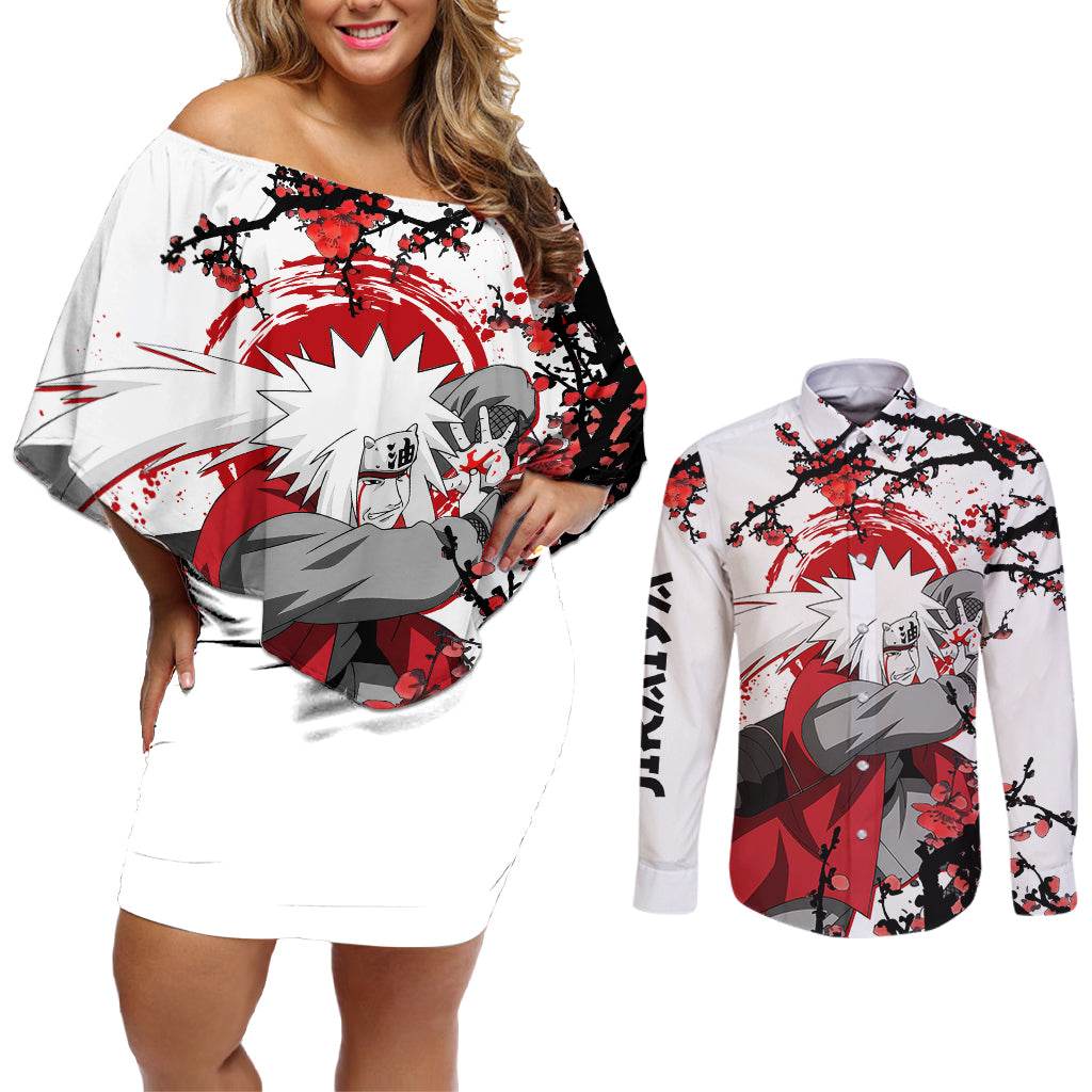 Jiraiya - Japan Style Anime Couples Matching Off Shoulder Short Dress and Long Sleeve Button Shirt