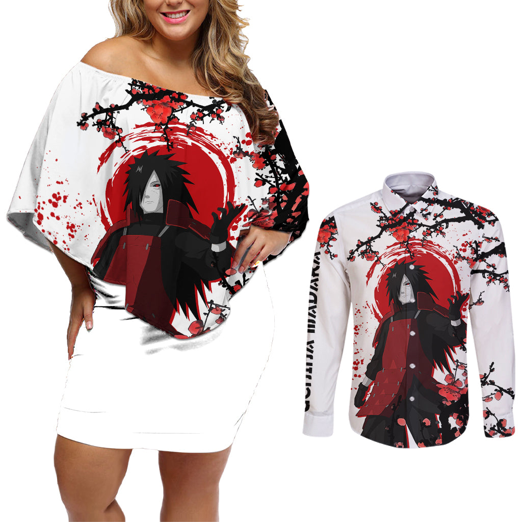 Uchiha Madara - Japan Style Couples Matching Off Shoulder Short Dress and Long Sleeve Button Shirt