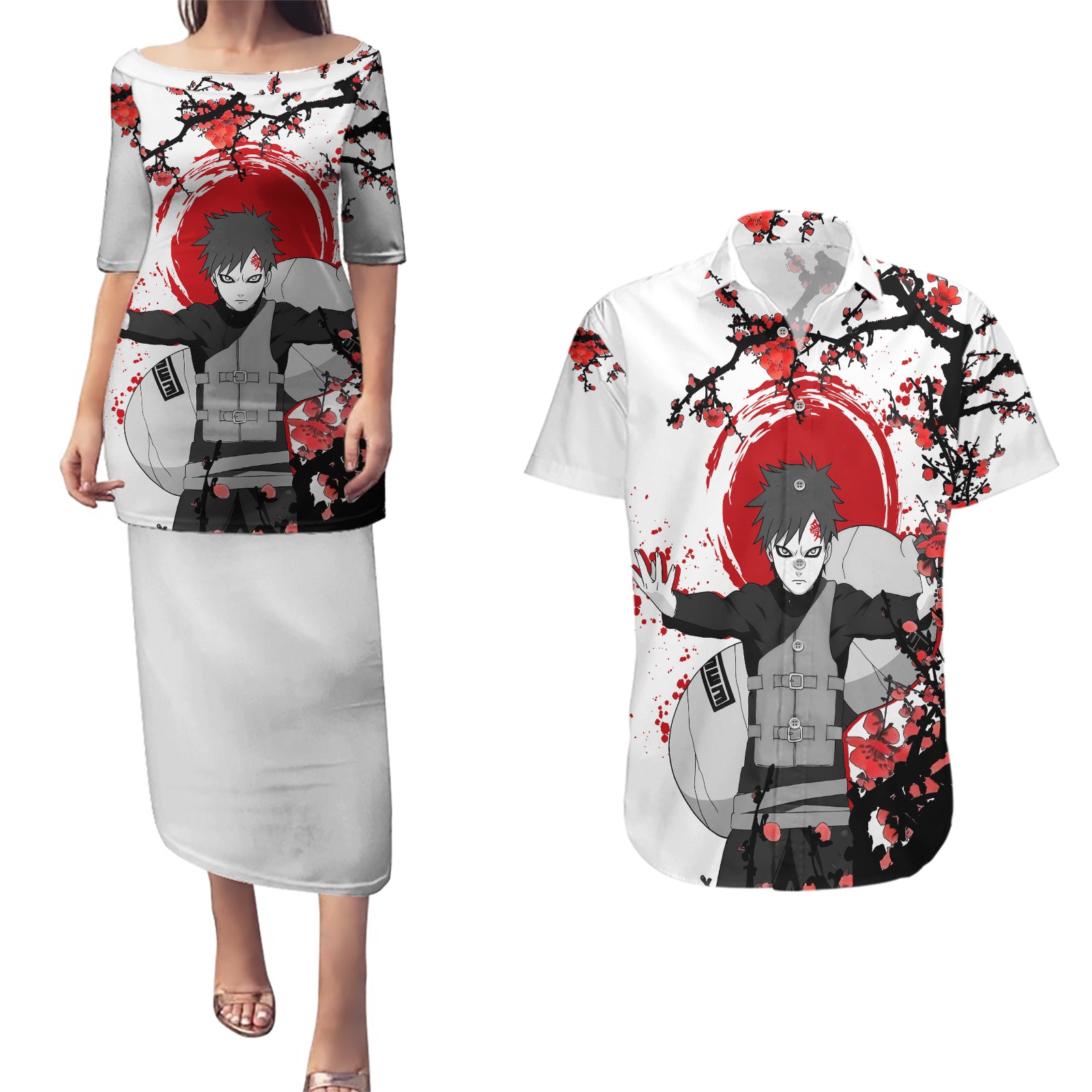 Gaara - Japan Style Anime Couples Matching Puletasi and Hawaiian Shirt