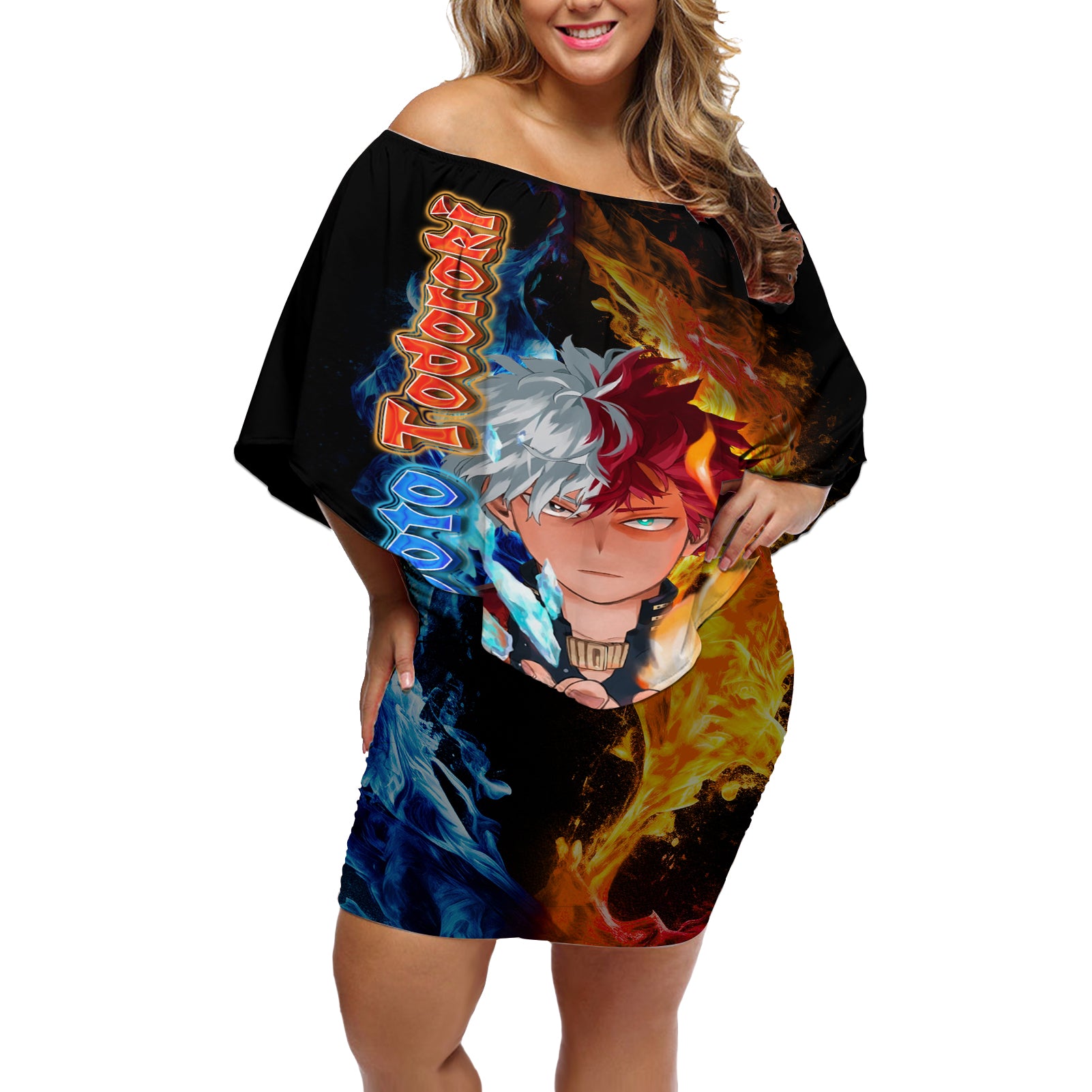 Shoto Todoroki - My Hero Academia Off Shoulder Short Dress Anime Style