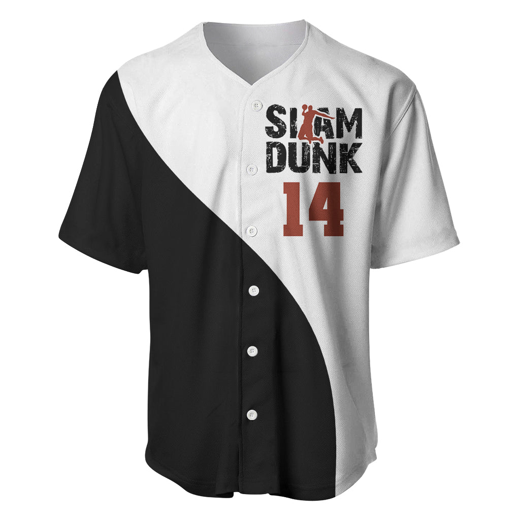 Hisashi Mitsui Number 14 - Slam Dunk Baseball Jersey Anime Mix Black And White Style