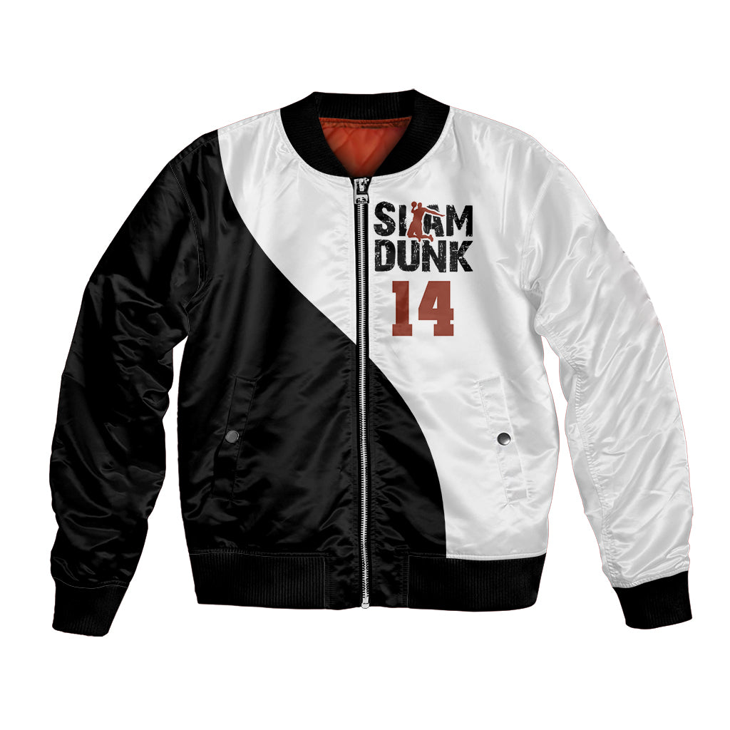 Hisashi Mitsui Number 14 - Slam Dunk Bomber Jacket Anime Mix Black And White Style