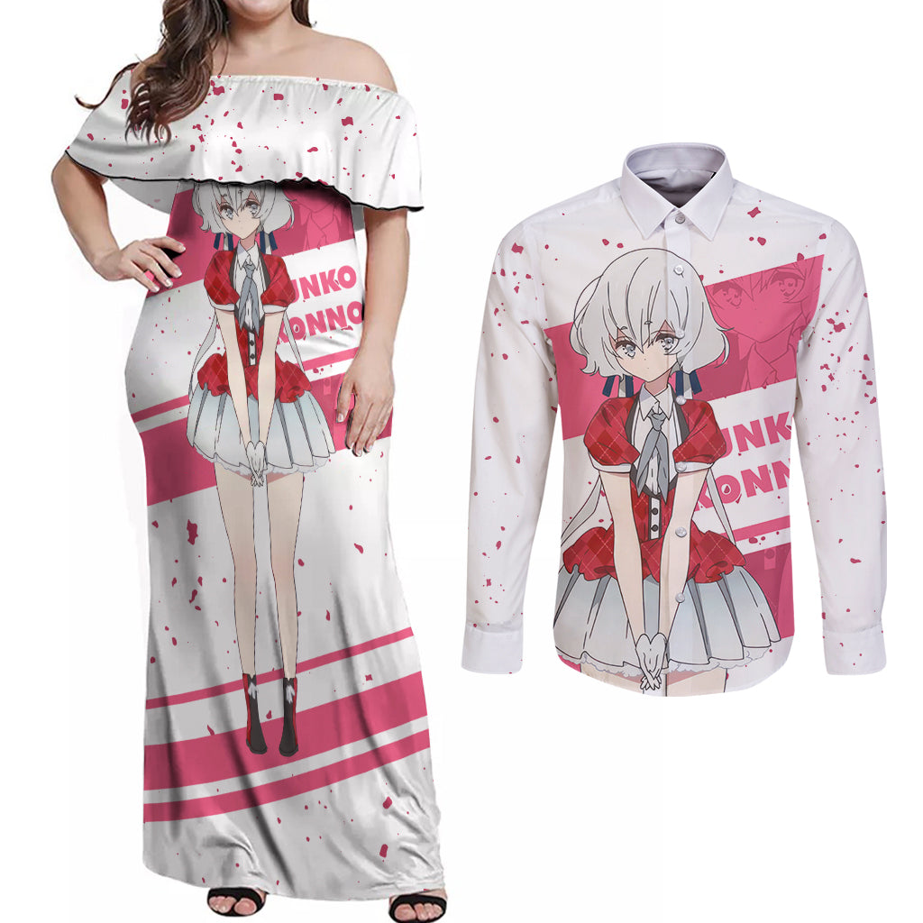 Zombie Land Saga Junko Konno Couples Matching Off Shoulder Maxi Dress and Long Sleeve Button Shirt Anime Style