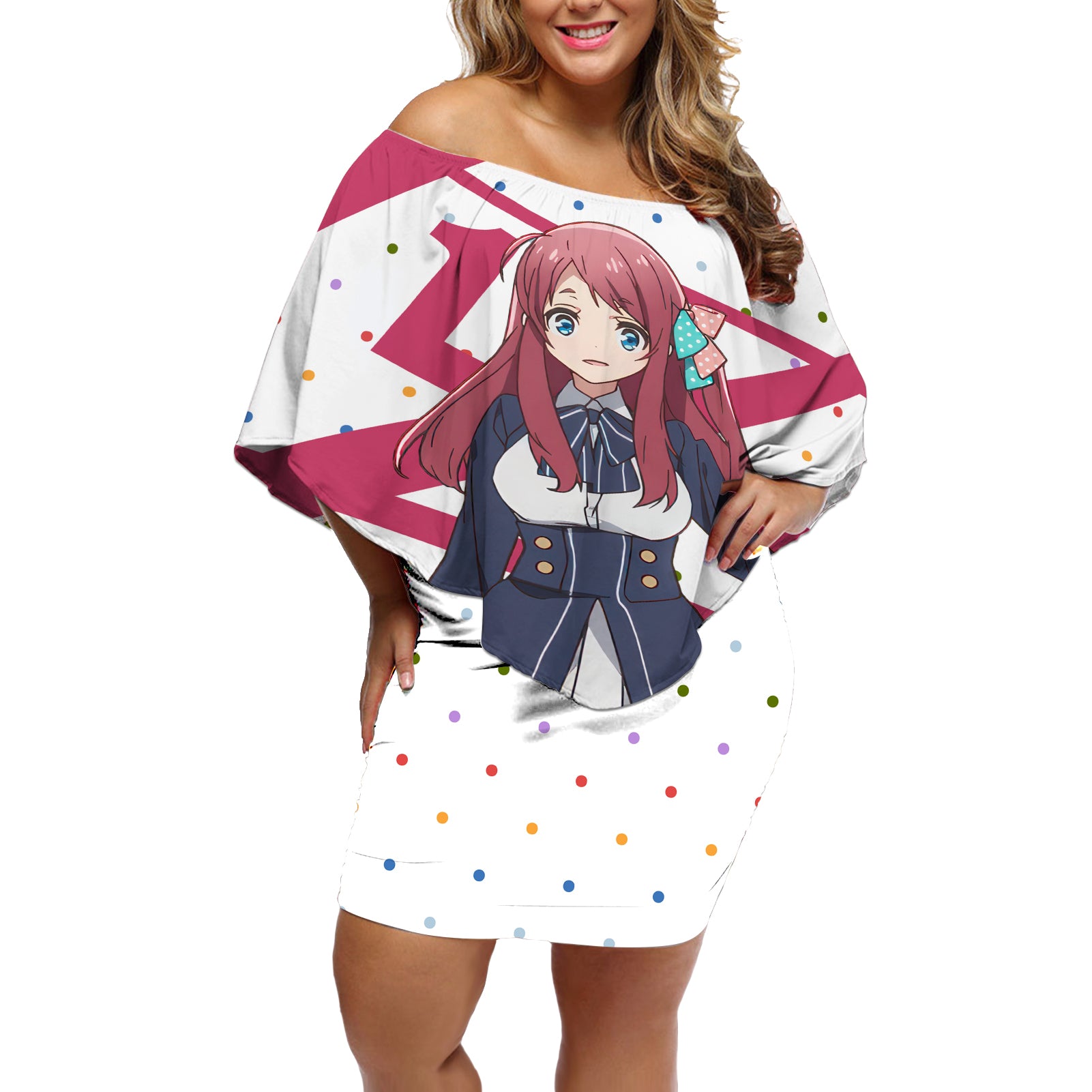 Zombie Land Saga Sakura Minamoto Off Shoulder Short Dress Anime Style