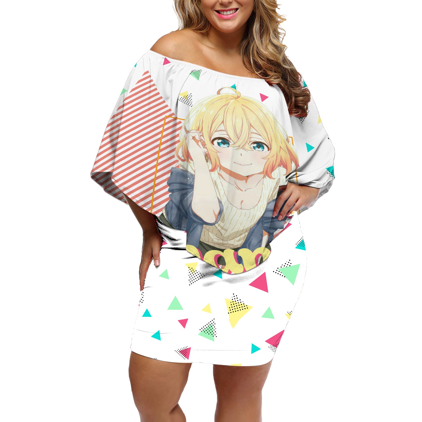 Rent A Girlfriend Mami Nanami Off Shoulder Short Dress Anime Style