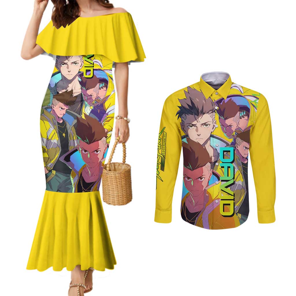 David Martinez - Cyberpunk: Edgerunners Couples Matching Mermaid Dress and Long Sleeve Button Shirt Anime Style