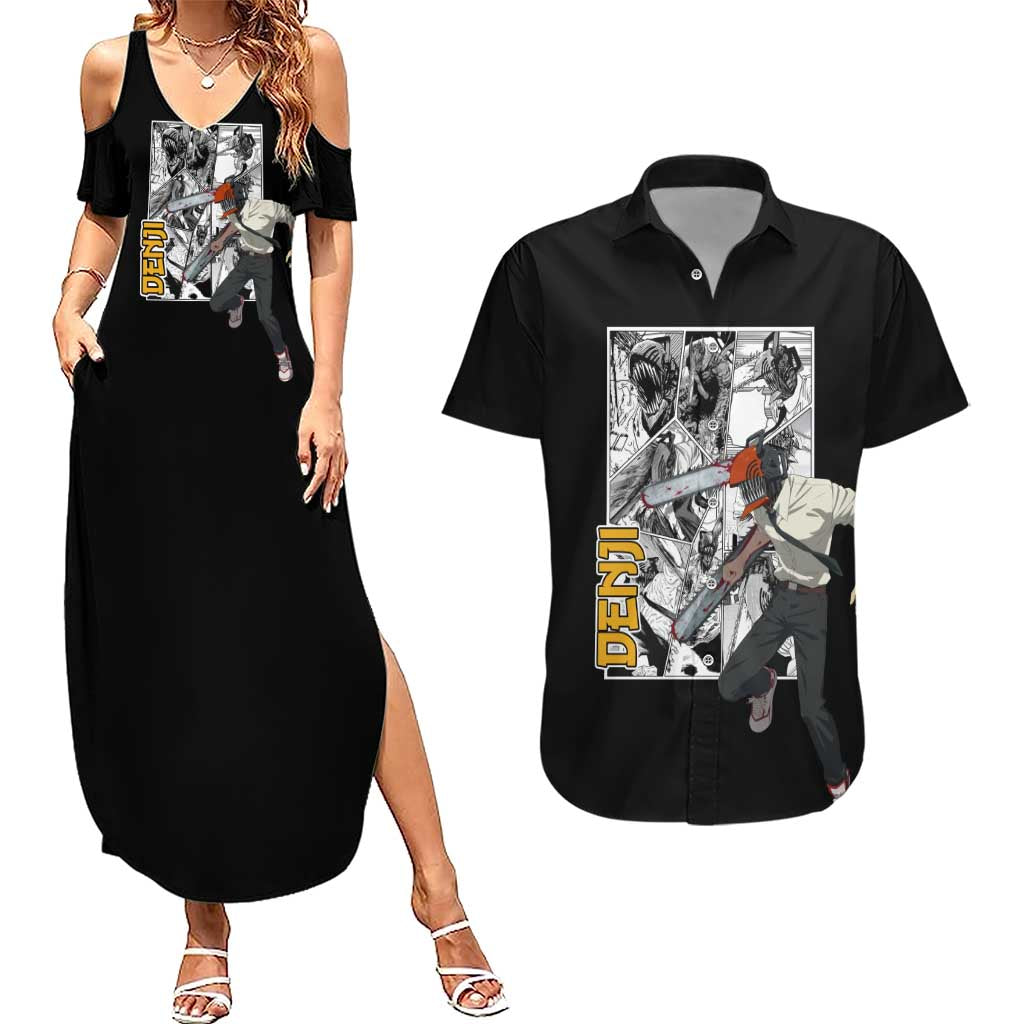 Denji - Chawsan man Couples Matching Summer Maxi Dress and Hawaiian Shirt Anime Mix Manga Style