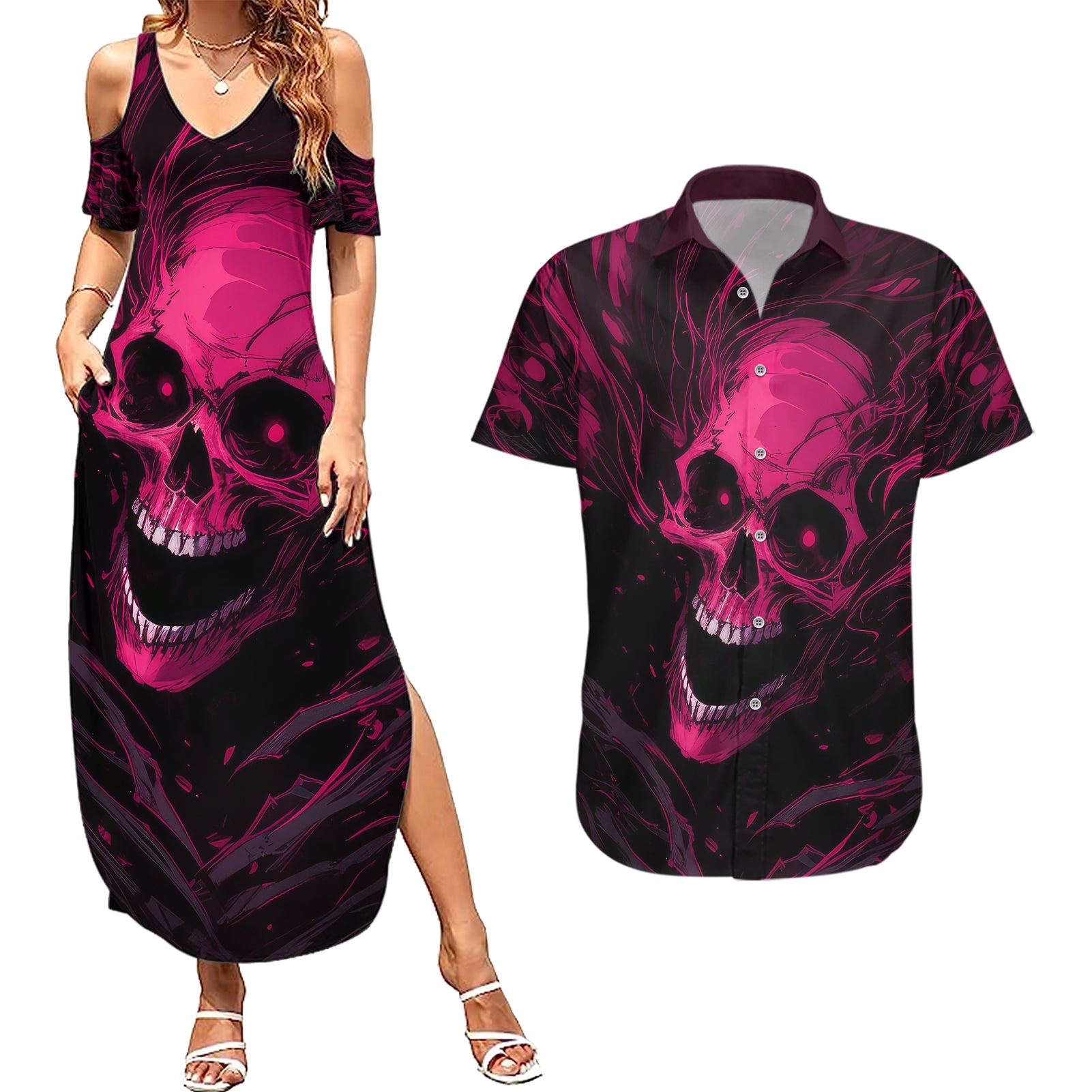 death-skull-couples-matching-summer-maxi-dress-and-hawaiian-shirt-im-scary-enough-without-a-costume