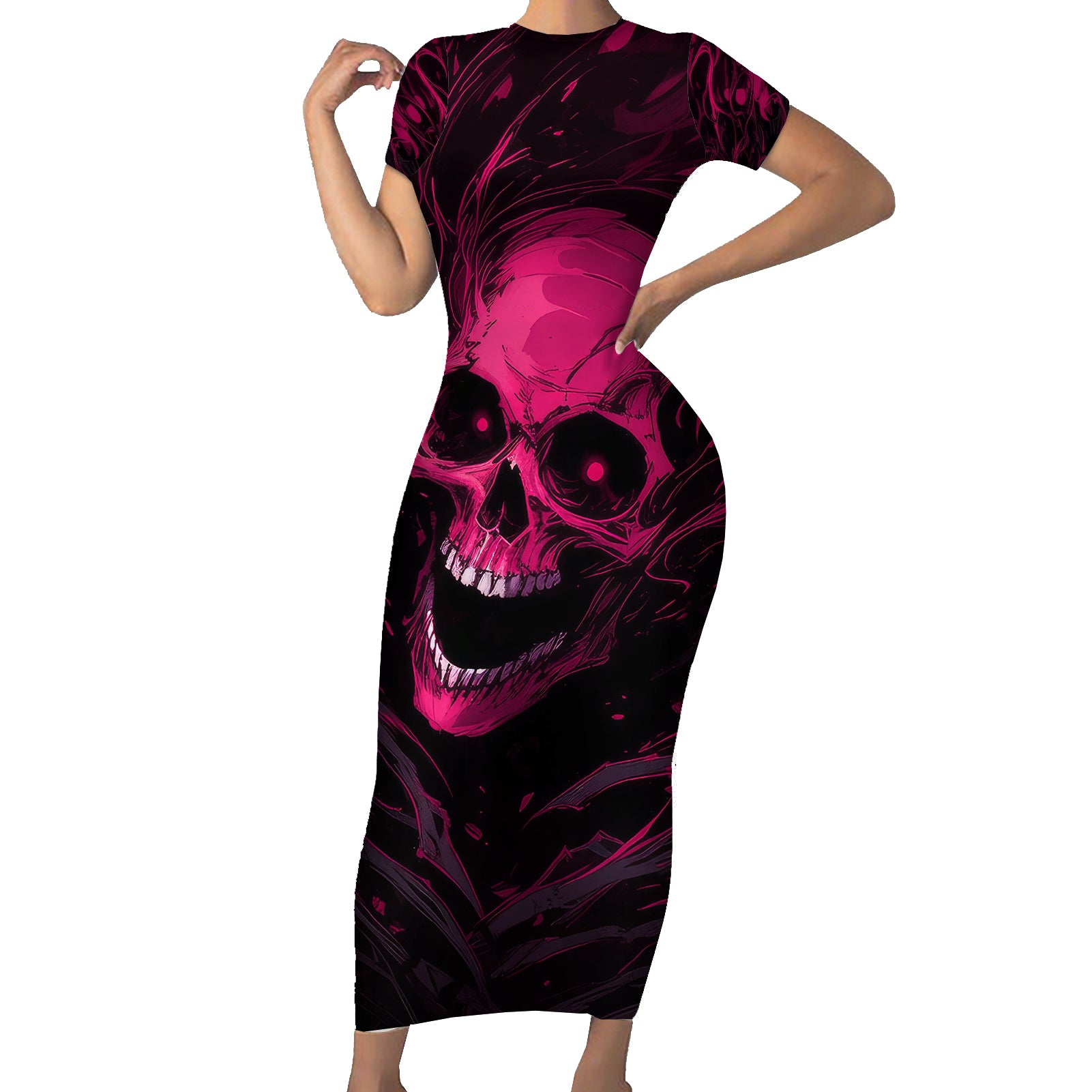 death-skull-short-sleeve-bodycon-dress-im-scary-enough-without-a-costume