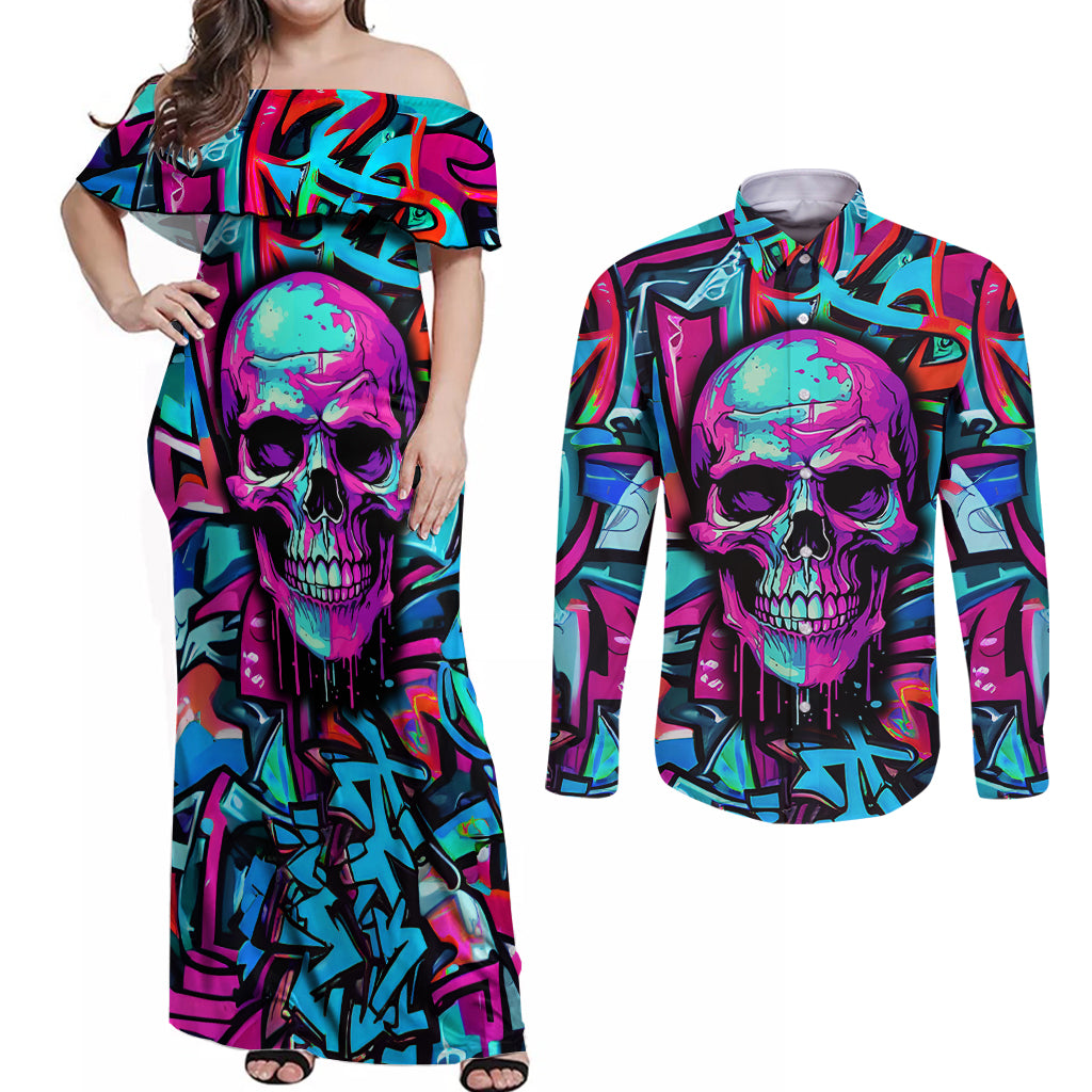 skull-grafity-couples-matching-off-shoulder-maxi-dress-and-long-sleeve-button-shirts-you-are-never-too-young-to-dream-big