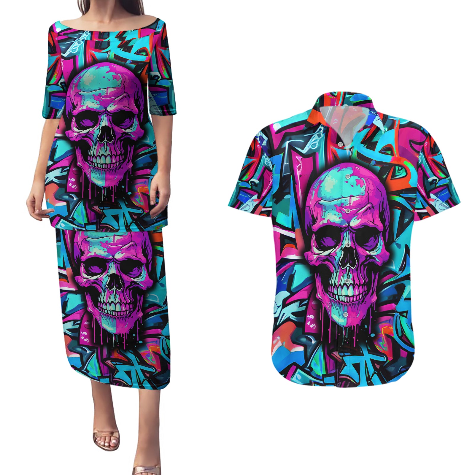 skull-grafity-couples-matching-puletasi-dress-and-hawaiian-shirt-you-are-never-too-young-to-dream-big