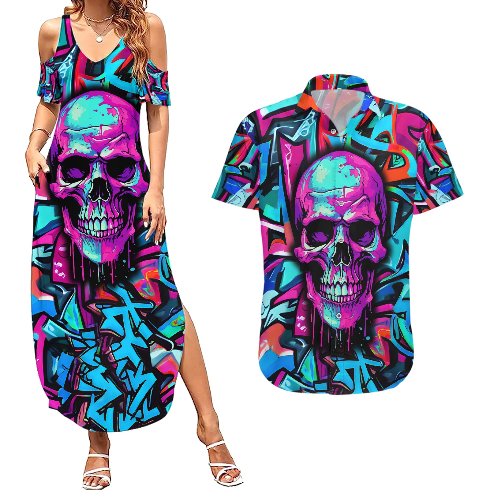 skull-grafity-couples-matching-summer-maxi-dress-and-hawaiian-shirt-you-are-never-too-young-to-dream-big