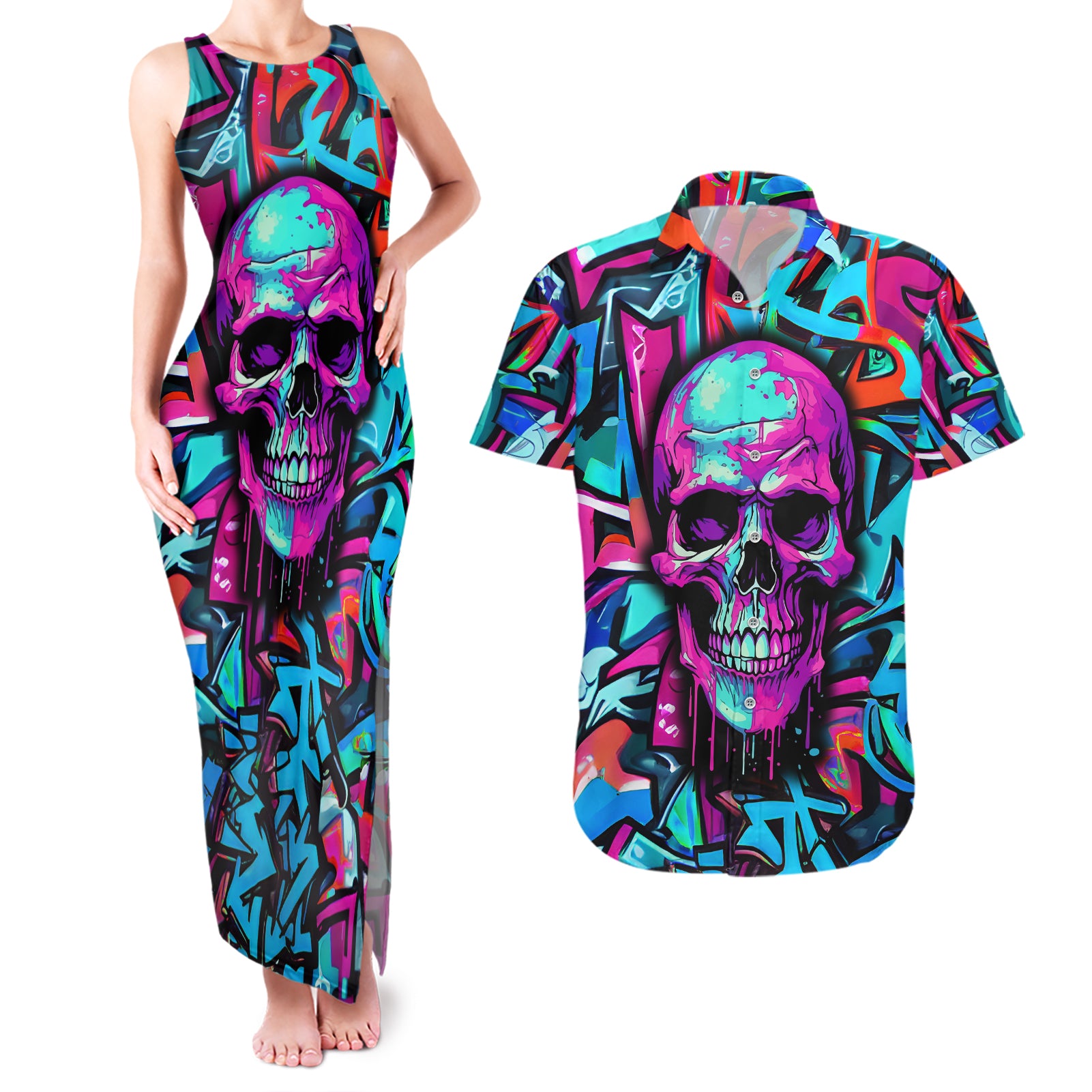 skull-grafity-couples-matching-tank-maxi-dress-and-hawaiian-shirt-you-are-never-too-young-to-dream-big