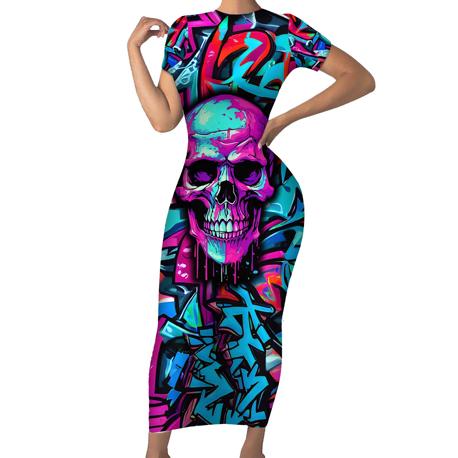 skull-grafity-short-sleeve-bodycon-dress-you-are-never-too-young-to-dream-big