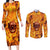 three-skulls-flaming-couples-matching-long-sleeve-bodycon-dress-and-long-sleeve-button-shirts-high-on-fire