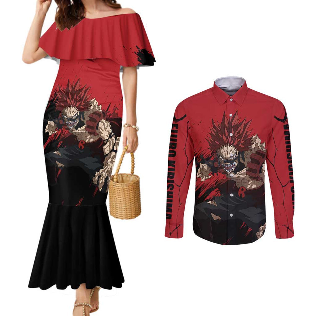 Eijiro Kirishima - My Hero Academia Couples Matching Mermaid Dress and Long Sleeve Button Shirt Japan Anime Style