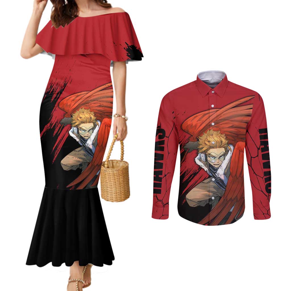 Hawks  - My Hero Academia Couples Matching Mermaid Dress and Long Sleeve Button Shirt Anime Style