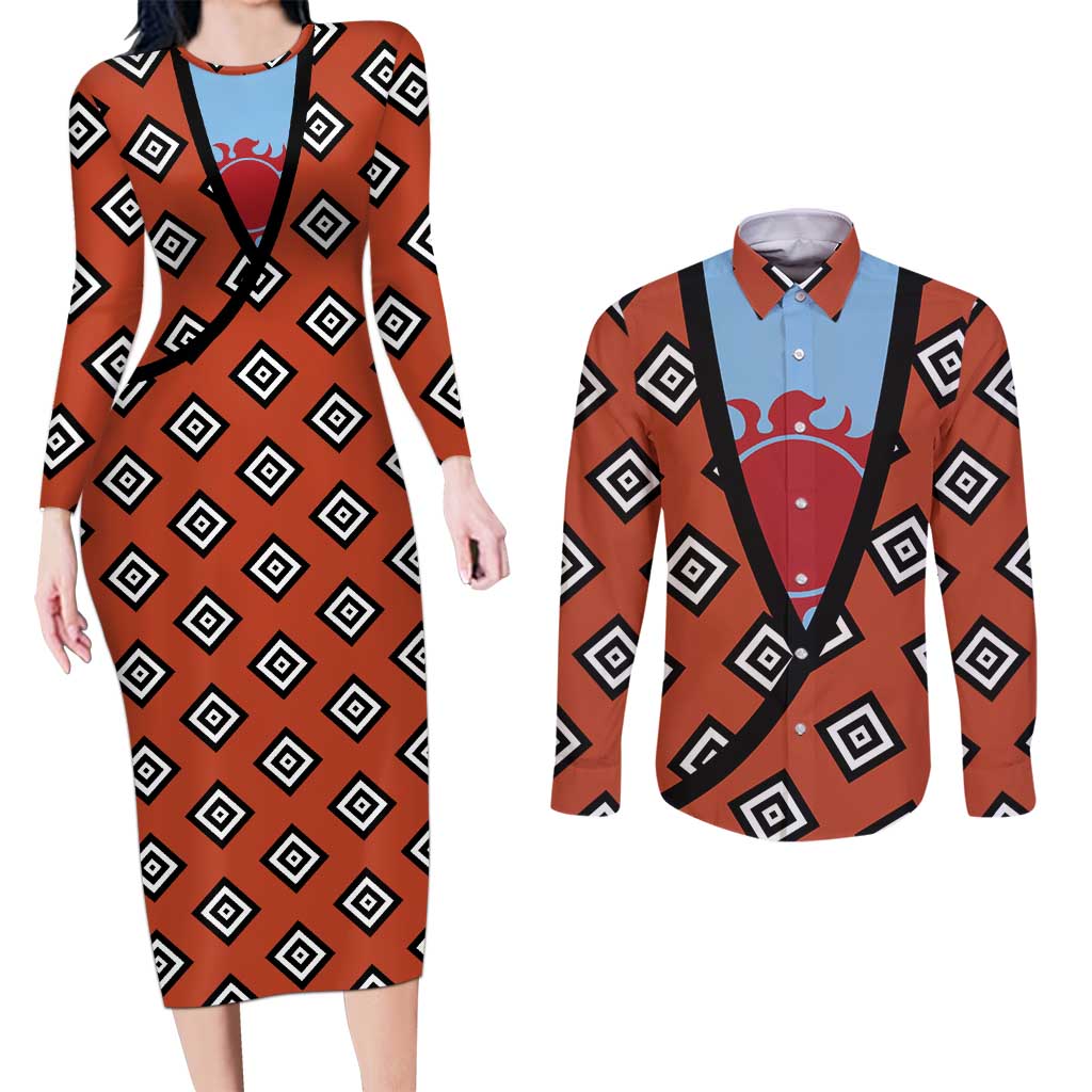 Jinbei - One Piece Couples Matching Long Sleeve Bodycon Dress and Long Sleeve Button Shirt Anime Uniform Style