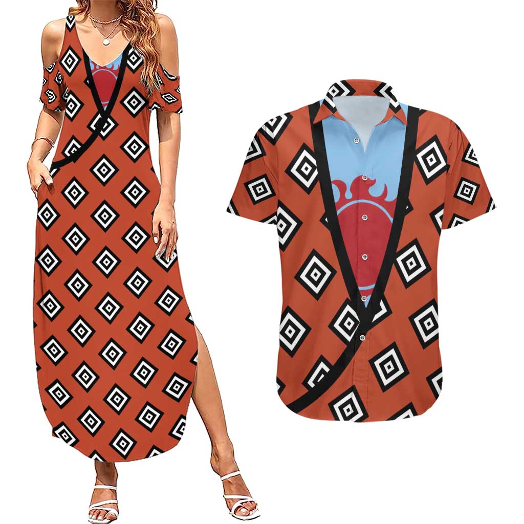 Jinbei - One Piece Couples Matching Summer Maxi Dress and Hawaiian Shirt Anime Uniform Style