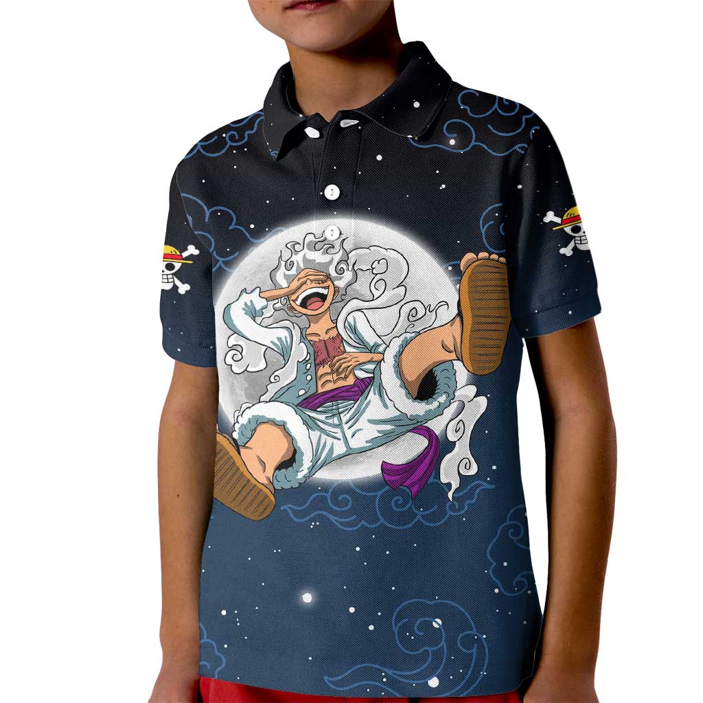 Luffy Gear 5 V2 One Piece Kid Polo Shirt Anime Style