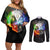 Elements of Magic the Gathering Couples Matching Off Shoulder Short Dress and Long Sleeve Button Shirt Anime Style