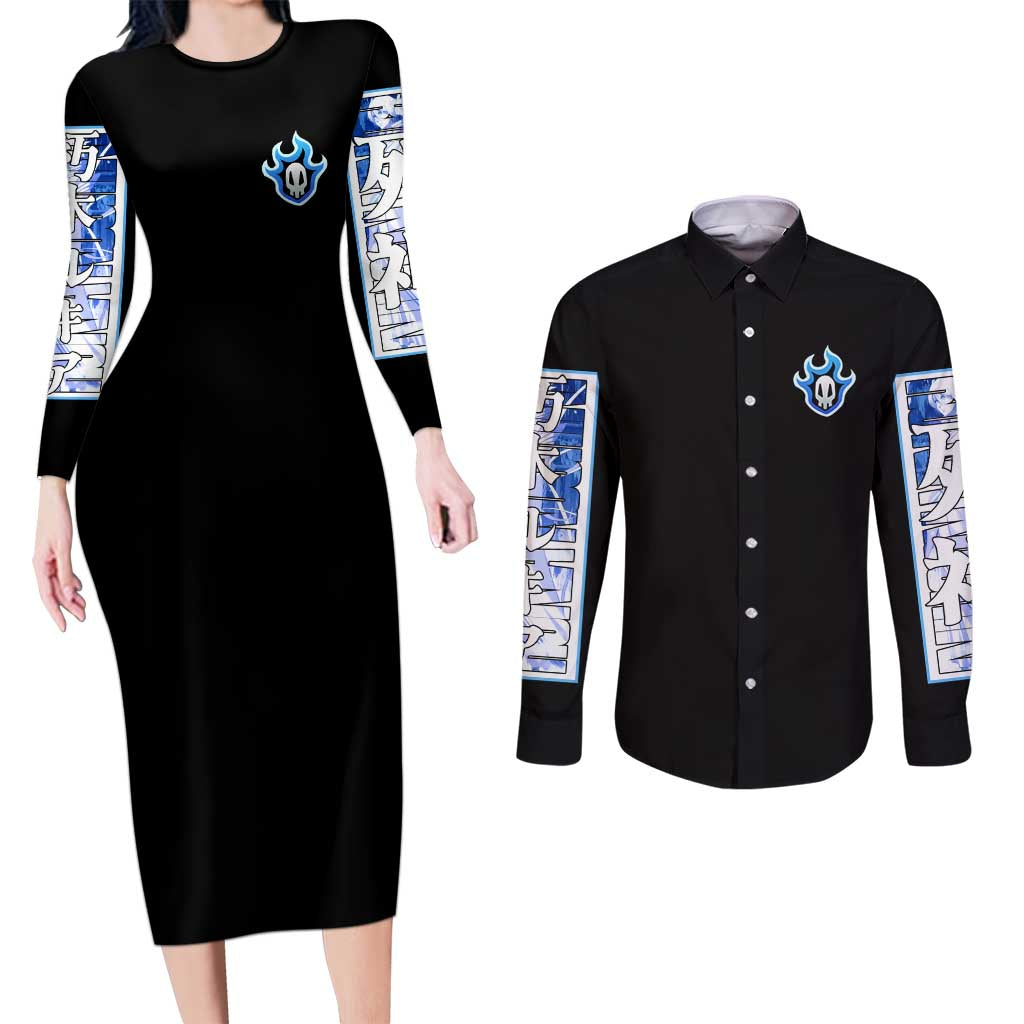 Rukia Kuchiki TYBWA Bleach Couples Matching Long Sleeve Bodycon Dress and Long Sleeve Button Shirt Anime Style