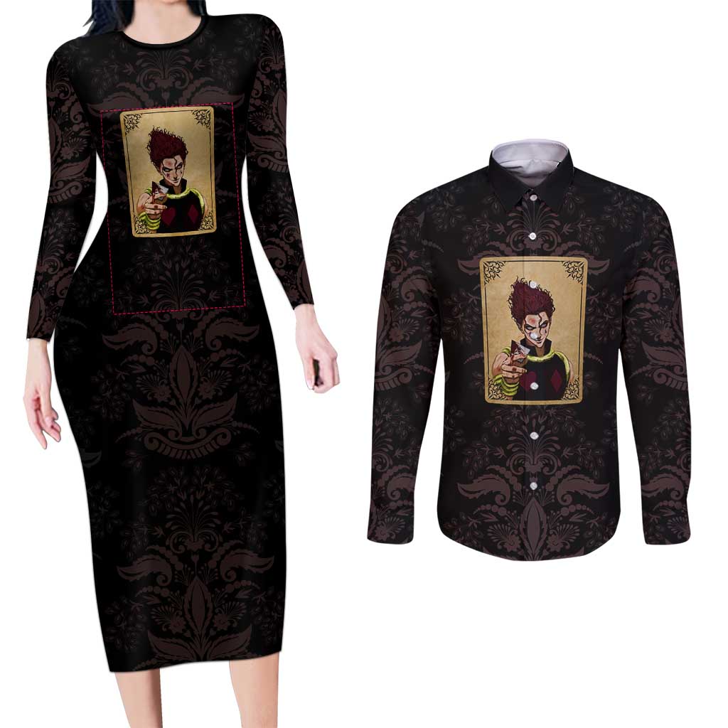 Hypnotic Eye Hisoka Hunter X Hunter Couples Matching Long Sleeve Bodycon Dress and Long Sleeve Button Shirt Anime Style