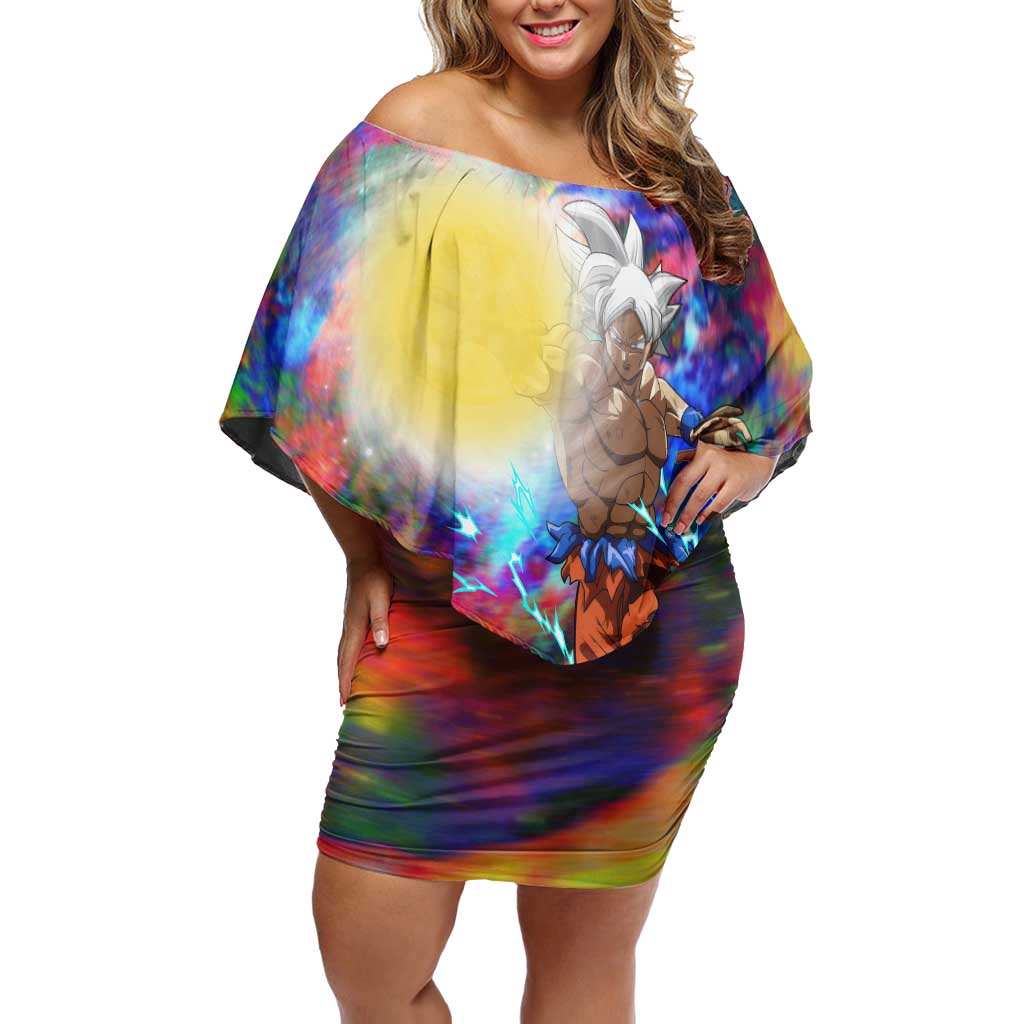 Trippy Ultra Instinct Goku Dragon Ball Z Off Shoulder Short Dress Anime Style