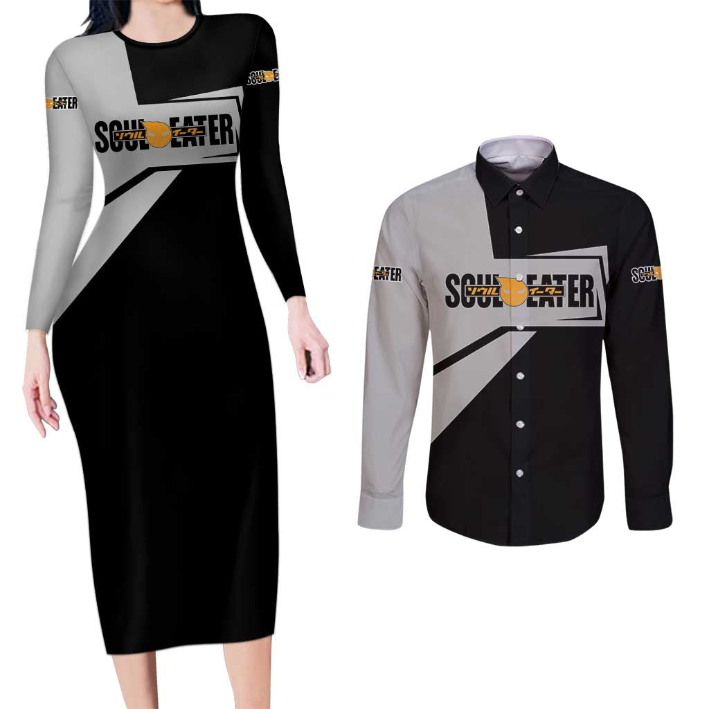 Black Star Soul Eater Couples Matching Long Sleeve Bodycon Dress and Long Sleeve Button Shirt Anime Style TS04