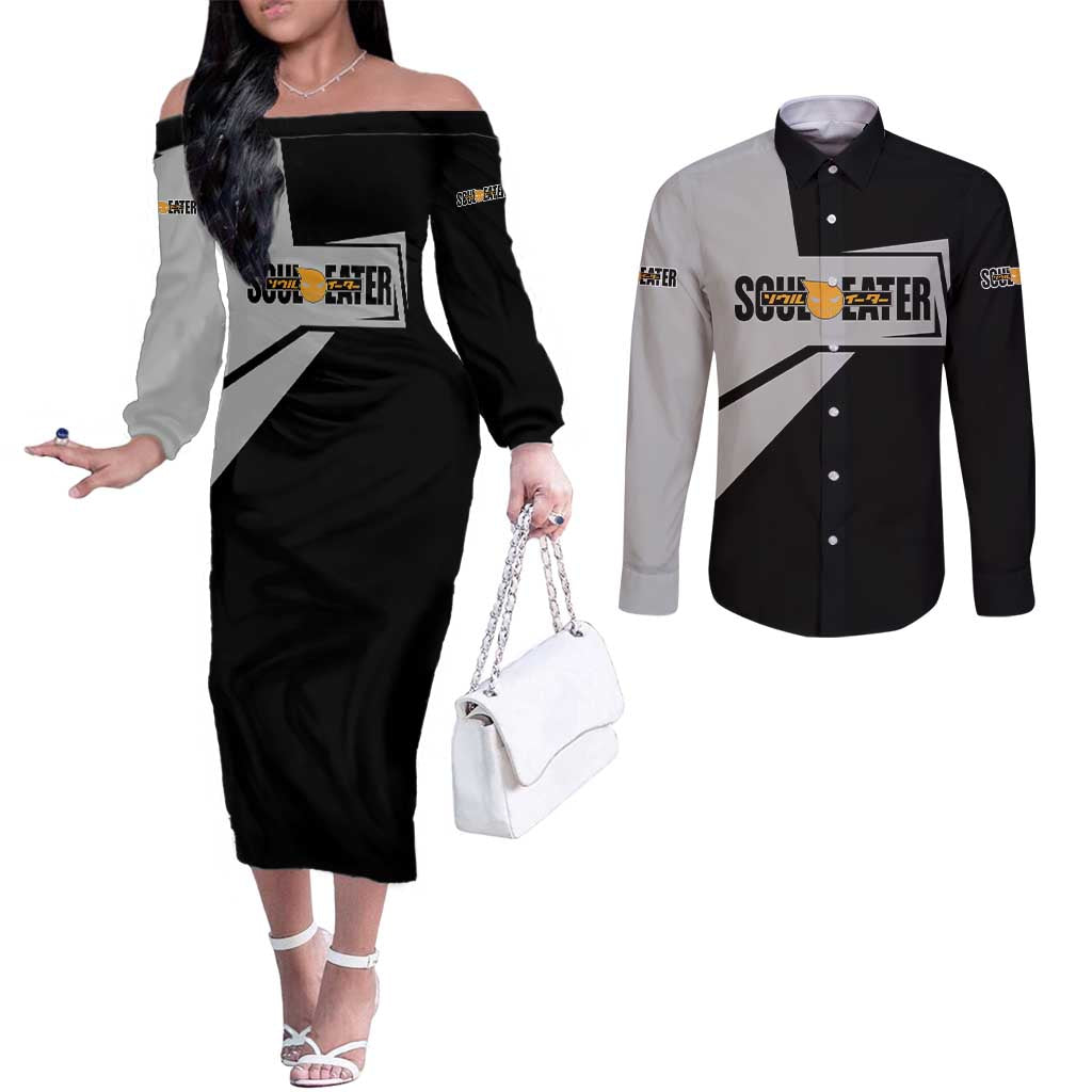 Black Star Soul Eater Couples Matching Off The Shoulder Long Sleeve Dress and Long Sleeve Button Shirt Anime Style TS04