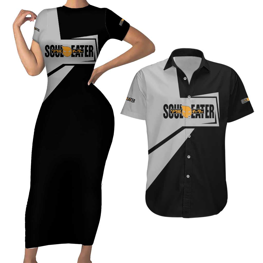 Black Star Soul Eater Couples Matching Short Sleeve Bodycon Dress and Hawaiian Shirt Anime Style TS04