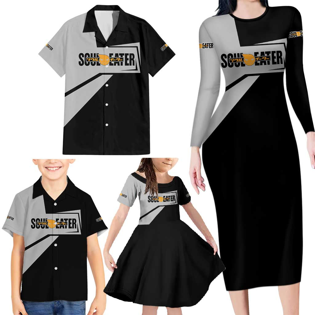 Black Star Soul Eater Family Matching Long Sleeve Bodycon Dress and Hawaiian Shirt Anime Style TS04