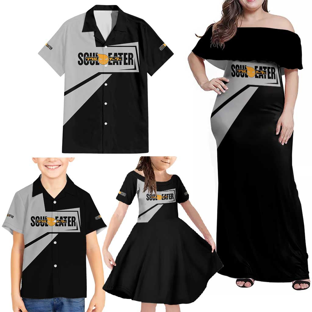 Black Star Soul Eater Family Matching Off Shoulder Maxi Dress and Hawaiian Shirt Anime Style TS04