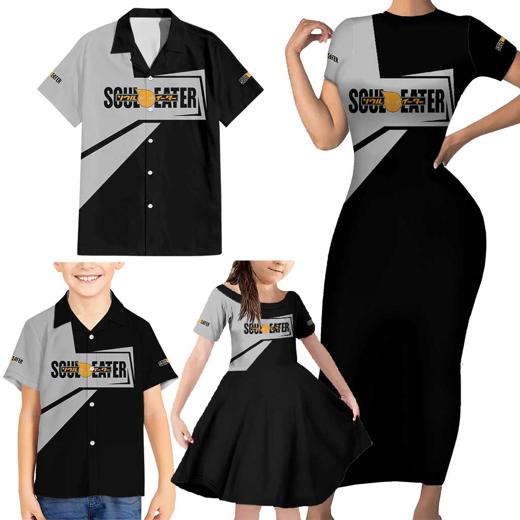 Black Star Soul Eater Family Matching Short Sleeve Bodycon Dress and Hawaiian Shirt Anime Style TS04