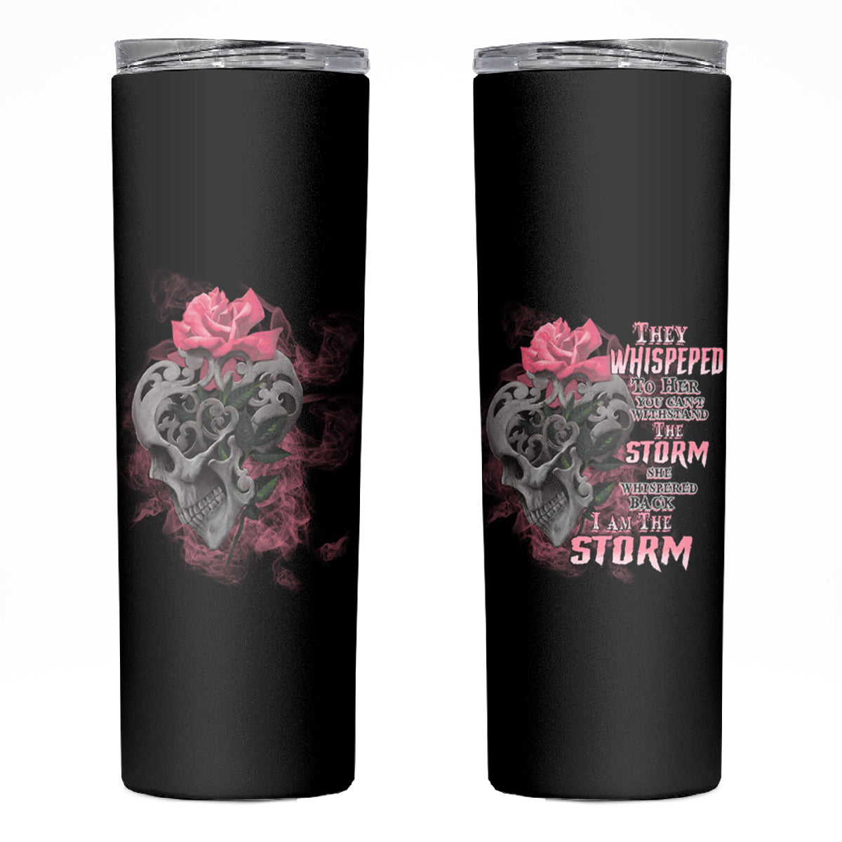 I Am The Storm Tattooed Skull Skinny Tumbler