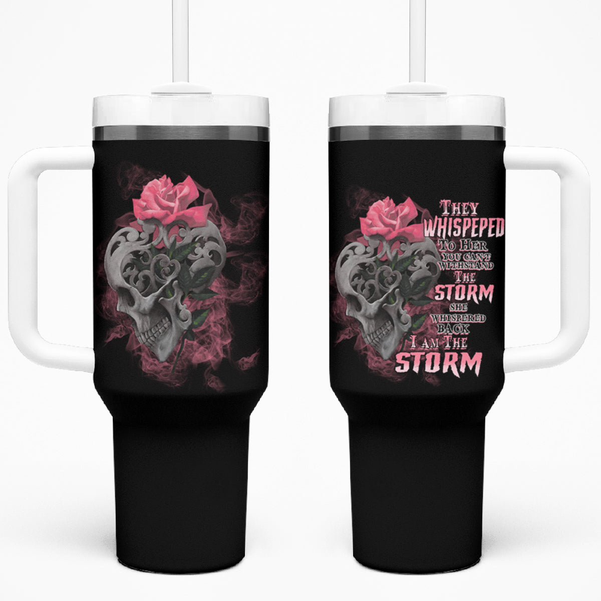 I Am The Storm Tattooed Skull Tumbler With Handle