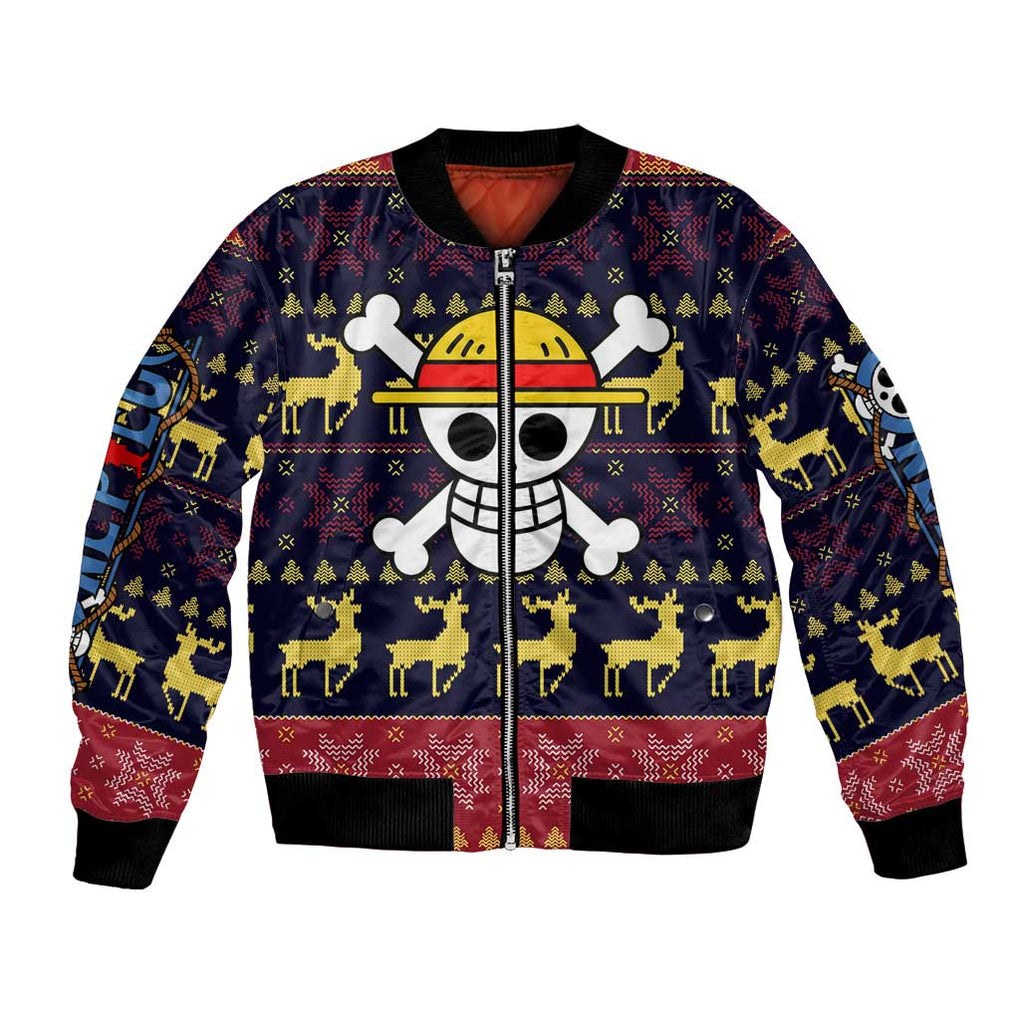 Monbkey D, Luffy - Straw Hat - One Piece Bomber Jacket Anime Mix Christmas Style