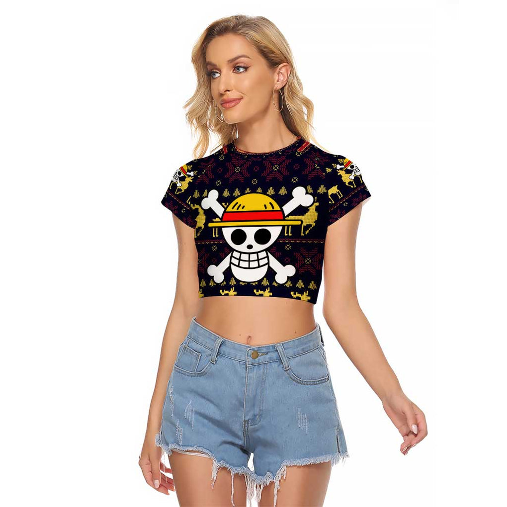 Monbkey D, Luffy - Straw Hat - One Piece Raglan Cropped T Shirt Anime Mix Christmas Style