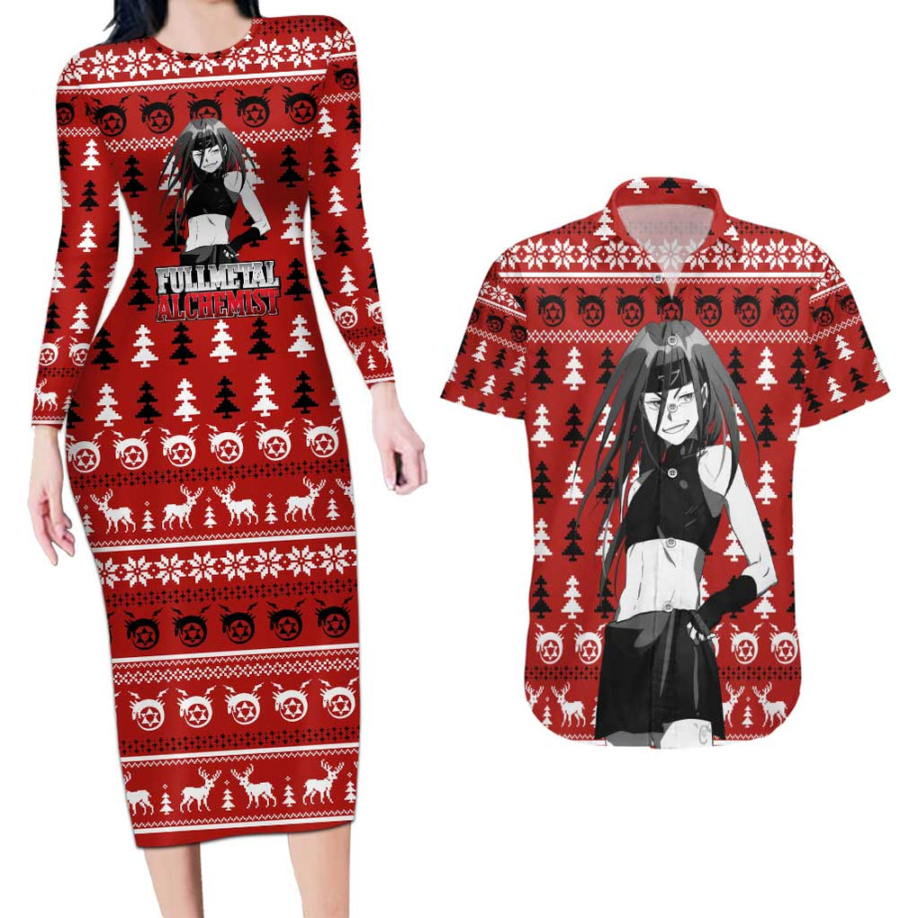 Envy - Fullmetal Alchemist Couples Matching Long Sleeve Bodycon Dress and Hawaiian Shirt Anime Mix Christmas Style