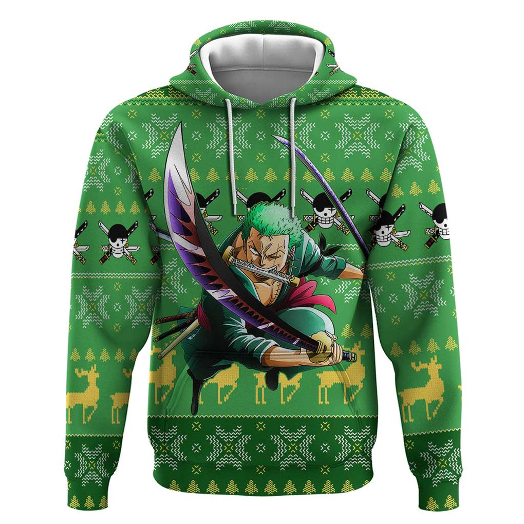 Roronoa Zoro - One Piece Hoodie Anime Mix Christmas Style