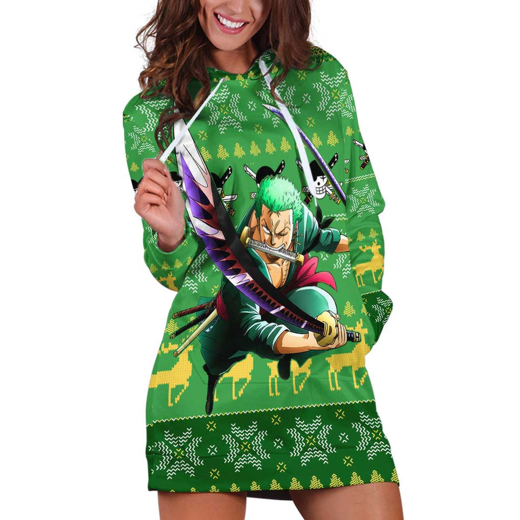 Roronoa Zoro - One Piece Hoodie Dress Anime Mix Christmas Style