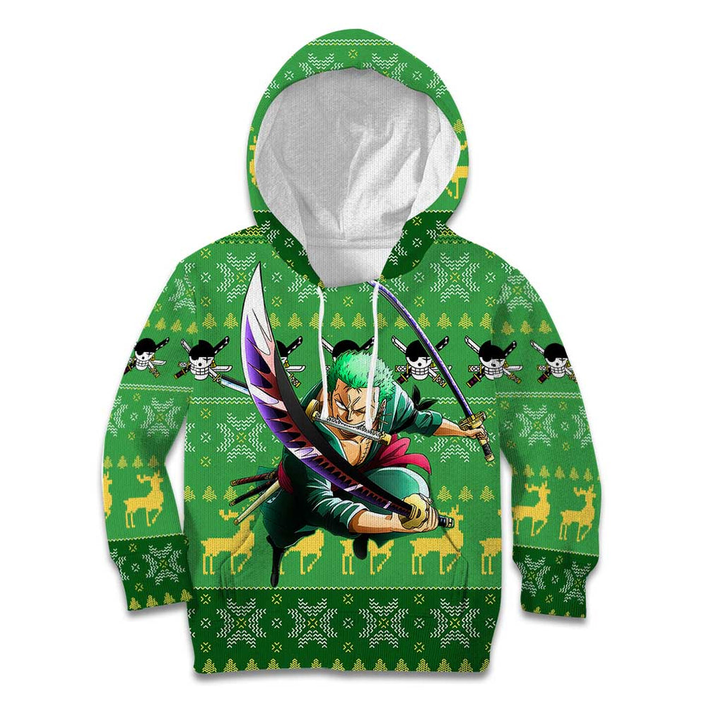 Roronoa Zoro - One Piece Kid Hoodie Anime Mix Christmas Style