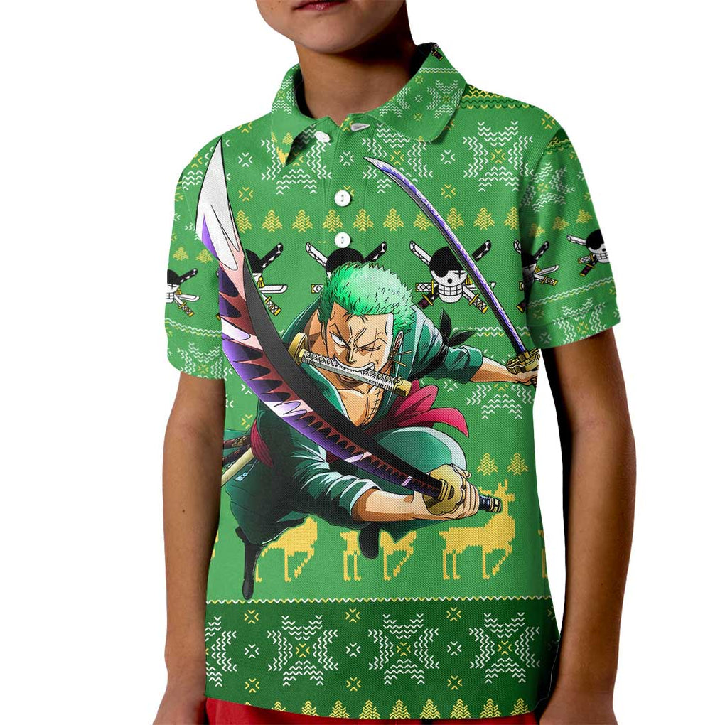 Roronoa Zoro - One Piece Kid Polo Shirt Anime Mix Christmas Style