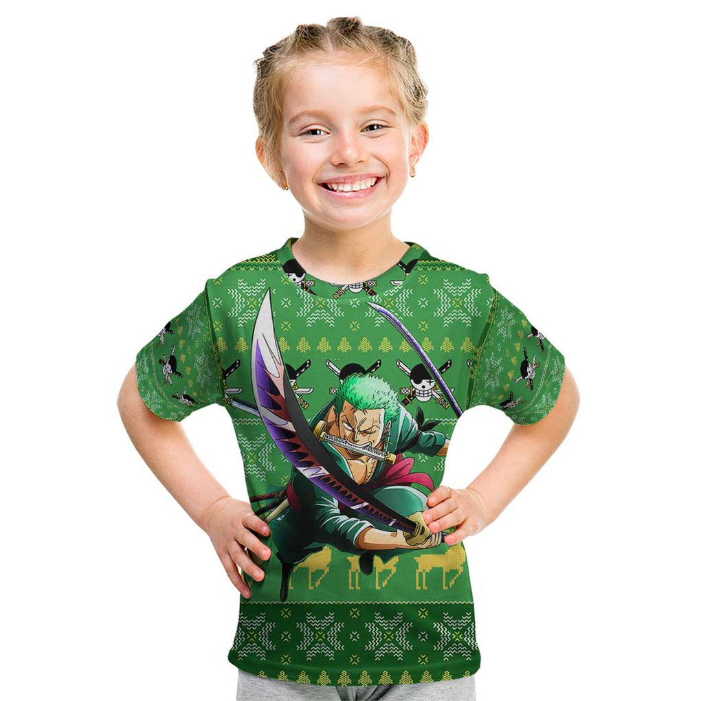 Roronoa Zoro - One Piece Kid T Shirt Anime Mix Christmas Style