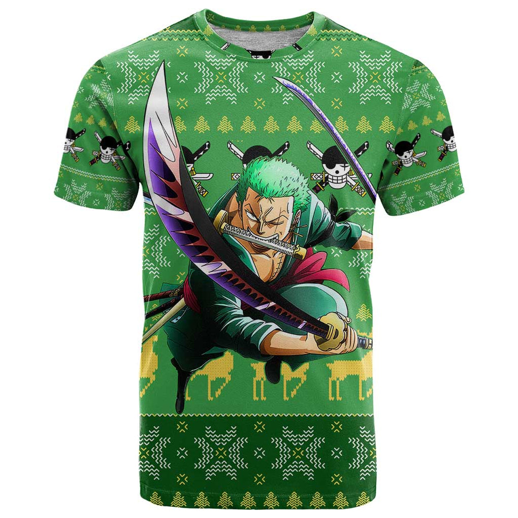 Roronoa Zoro - One Piece T Shirt Anime Mix Christmas Style