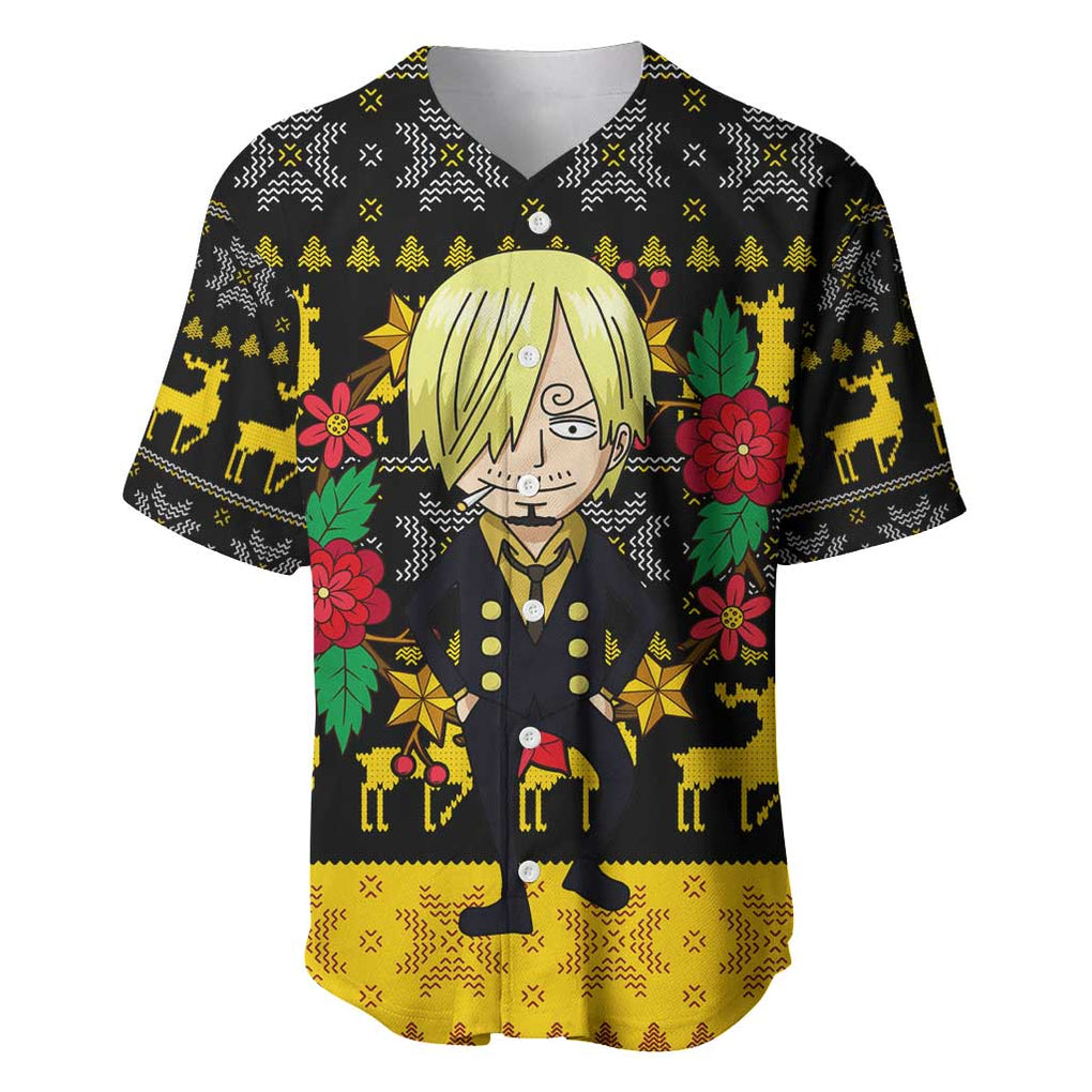 Sanji - One Piece Baseball Jersey Anime Mix Christmas Style